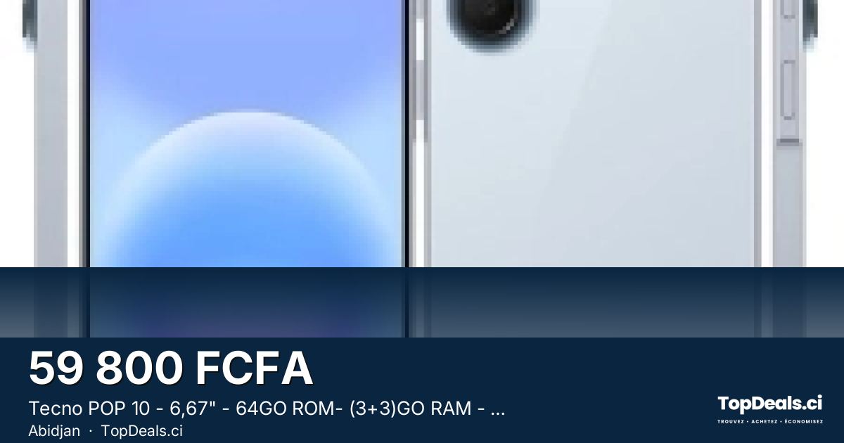Aperçu du partage – Tecno POP 10 - 6,67" - 64GO ROM- (3+3)GO RAM - 4G - 2 SIM - 13MP-5000MAH - N.