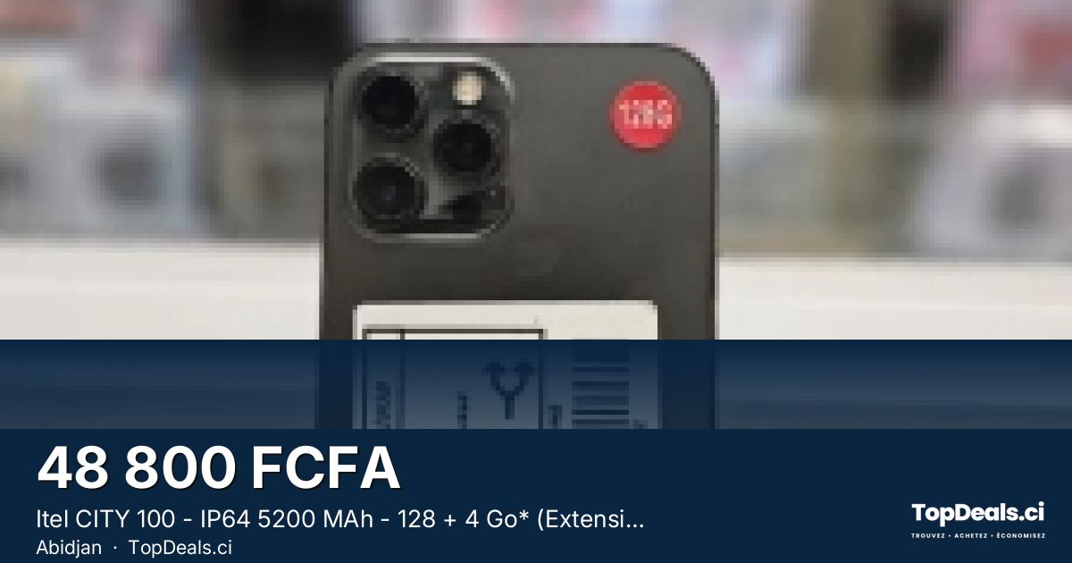 Aperçu du partage – Itel CITY 100 - IP64 5200 MAh - 128 + 4 Go* (Extensible 12Go) - Dual SIM - 8Mpx - 5200mAh