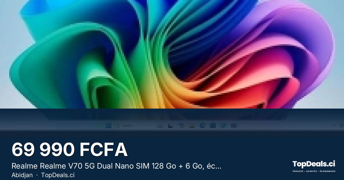 Aperçu du partage – Realme Realme V70 5G Dual Nano SIM 128 Go + 6 Go, écran 6,67" HD+, batterie 5000 m...