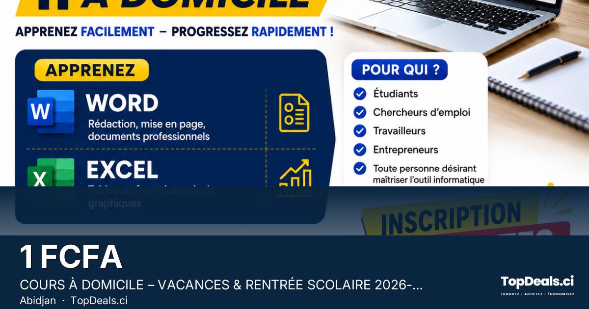 Aperçu du partage – COURS À DOMICILE – VACANCES & RENTRÉE SCOLAIRE 2026-2027