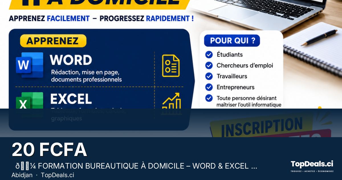 Aperçu du partage –   💼 FORMATION BUREAUTIQUE À DOMICILE – WORD & EXCEL (DÉBUTANTS)
