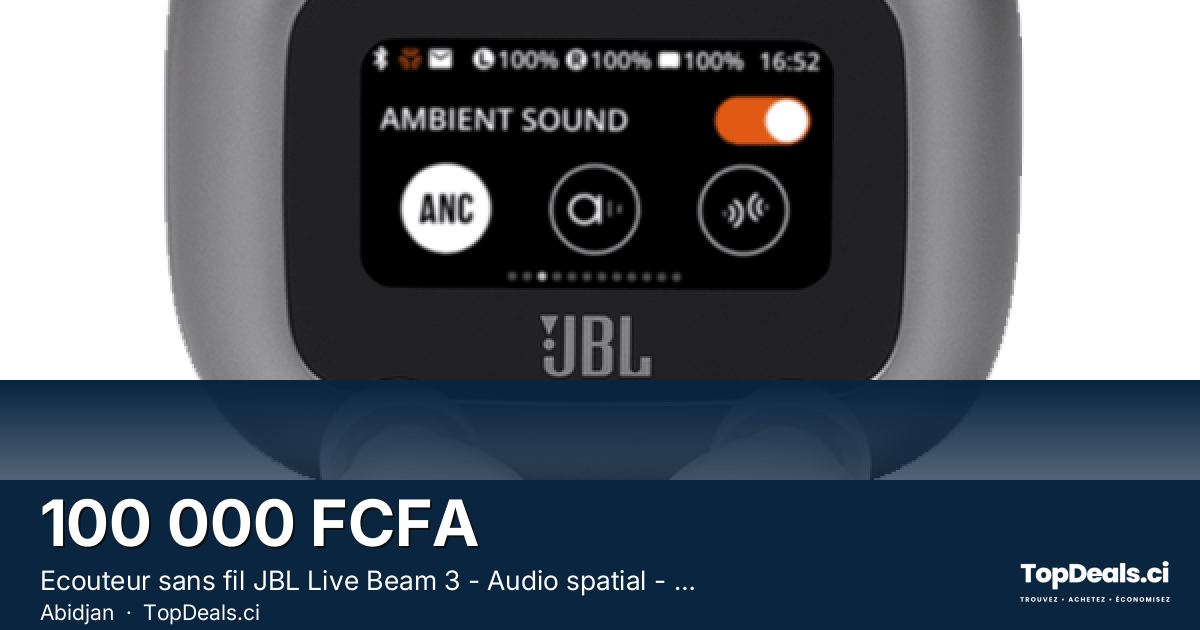 Aperçu du partage – Ecouteur sans fil JBL Live Beam 3 - Audio spatial - IP55 - Réduction de bruit adaptative avec c