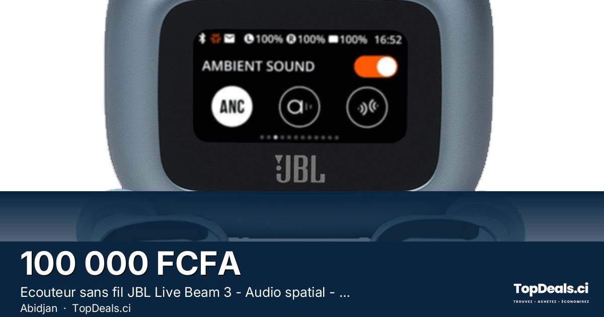 Aperçu du partage – Ecouteur sans fil JBL Live Beam 3 - Audio spatial - IP55 - Réduction de bruit adaptative avec c