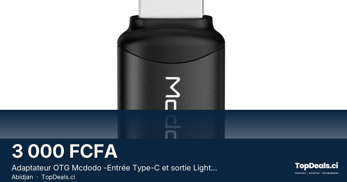 Aperçu du partage – Adaptateur OTG Mcdodo -Entrée Type-C et sortie Lightning pour iPhone - OT-768 - Noir