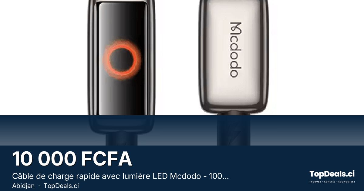 Aperçu du partage – Câble de charge rapide avec lumière LED Mcdodo - 100W - Type-C vers type-C - 1.2m - CA-668
