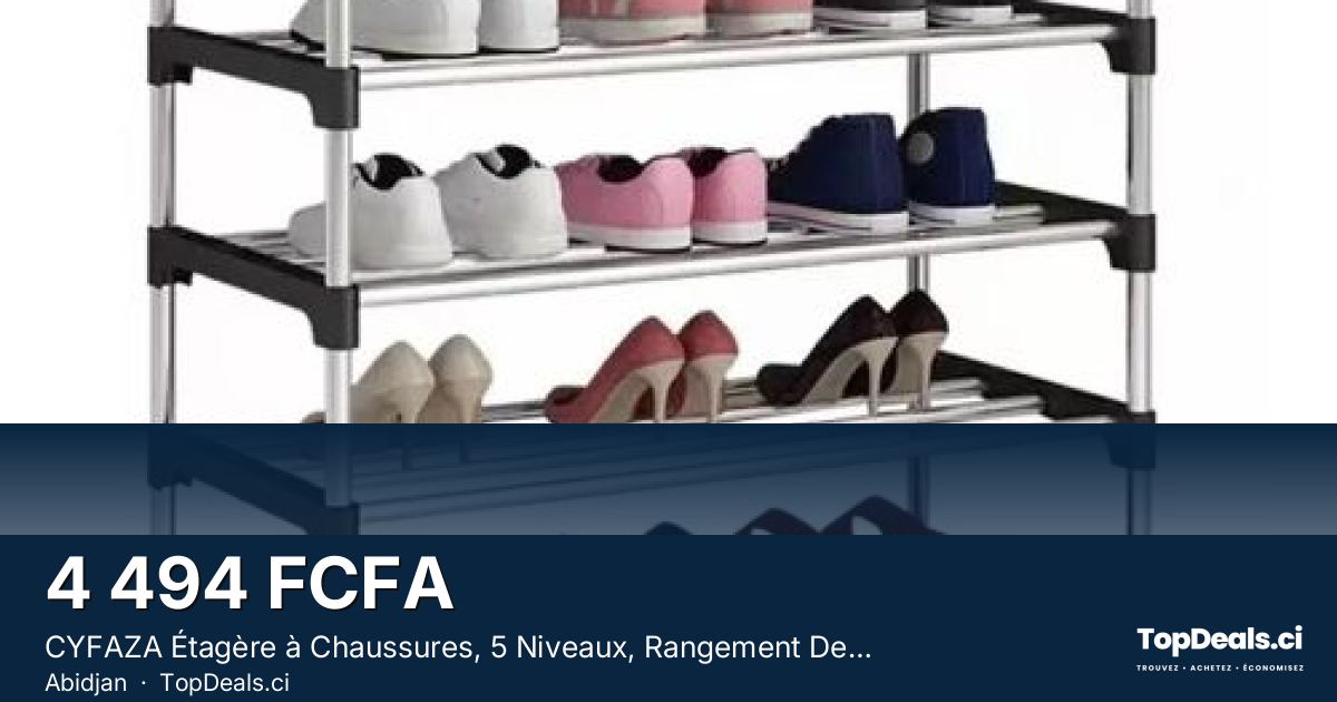 Aperçu du partage – CYFAZA Étagère à Chaussures, 5 Niveaux, Rangement De Chaussures Chambre à Coucher, Noir