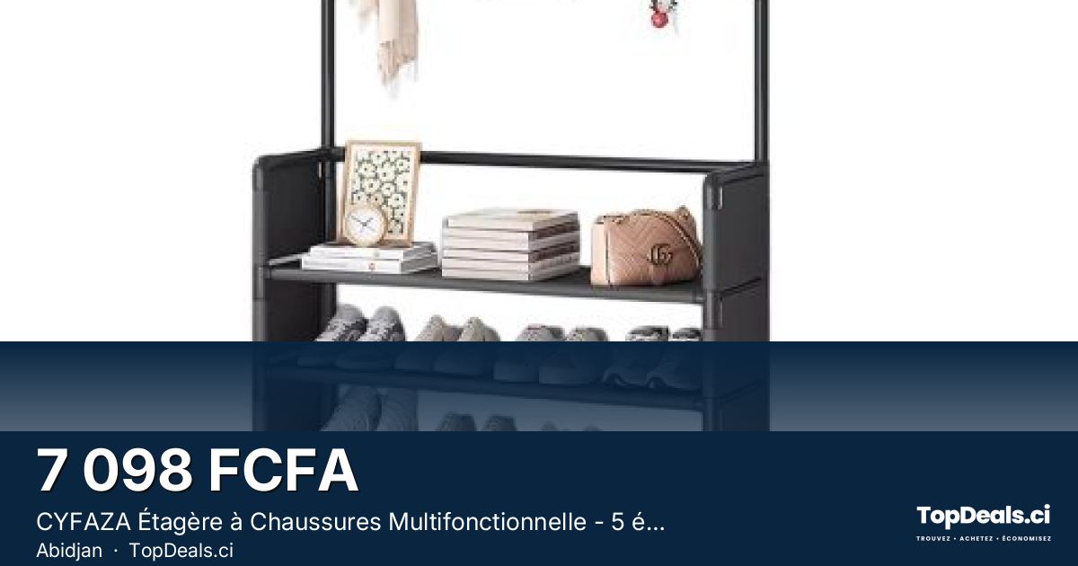 Aperçu du partage – CYFAZA Étagère à Chaussures Multifonctionnelle - 5 étages - Noir
