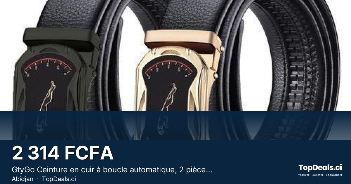 Aperçu du partage – GtyGo Ceinture en cuir à boucle automatique, 2 pièces, noir plus doré