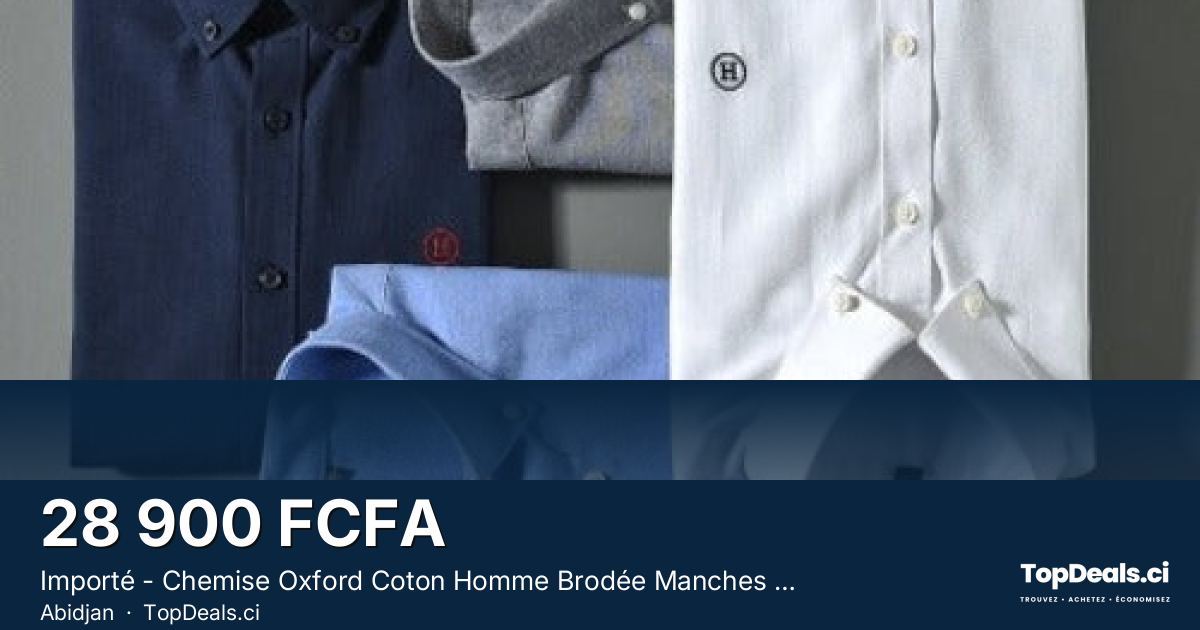 Aperçu du partage – Importé - Chemise Oxford Coton Homme Brodée Manches Longues