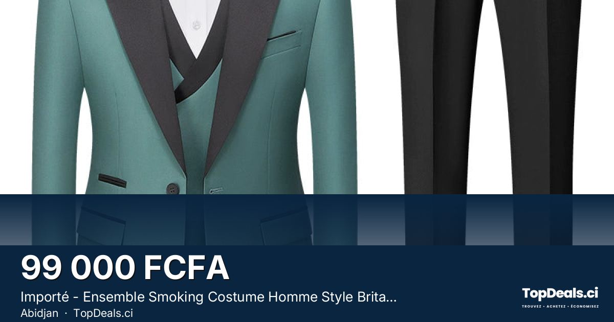 Aperçu du partage – Importé - Ensemble Smoking Costume Homme Style Britannique 3 Pièces