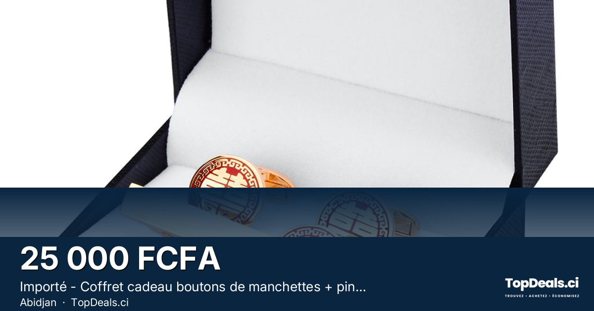 Aperçu du partage – Importé - Coffret cadeau boutons de manchettes + pince à cravate plaqué OR