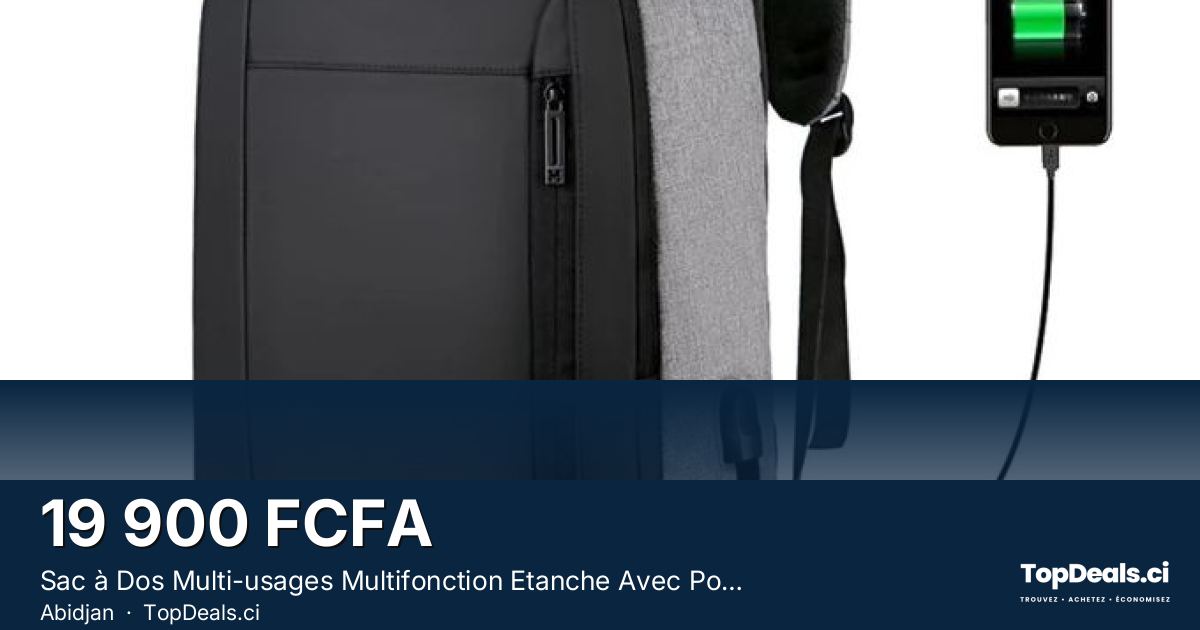 Aperçu du partage – Sac à Dos Multi-usages Multifonction Etanche Avec Port De Charge USB -Gris/Noir