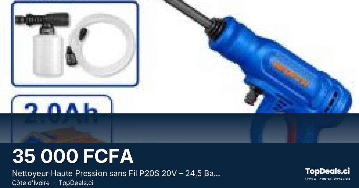 Aperçu du partage – Nettoyeur Haute Pression sans Fil P20S 20V – 24,5 Bar – 1 Batterie 2Ah