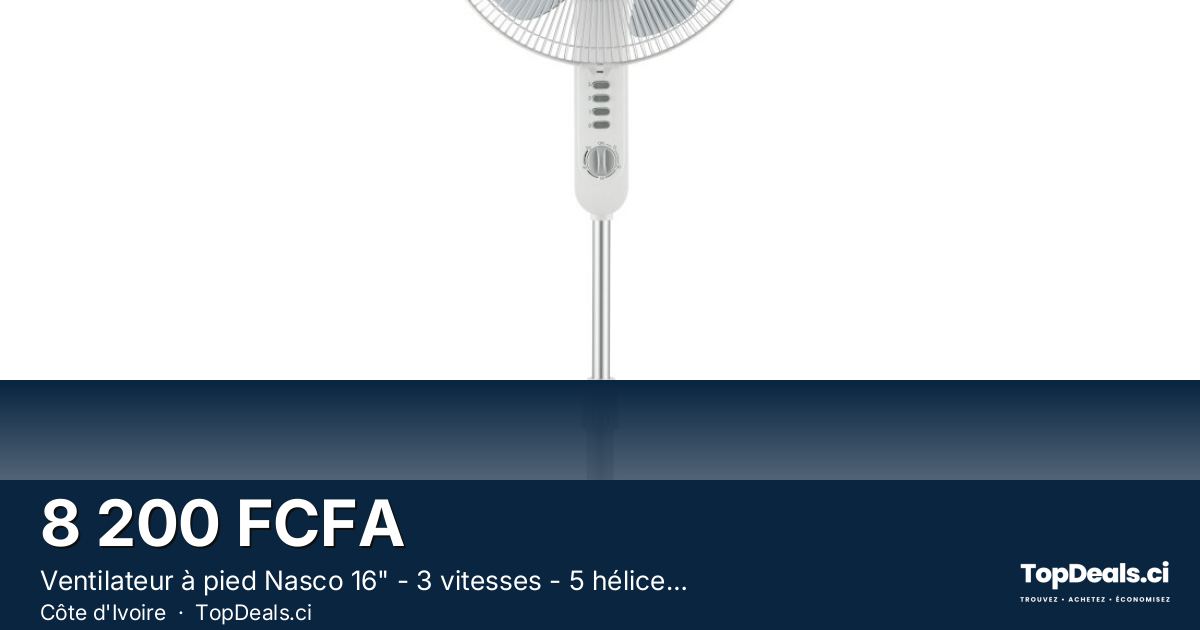 Aperçu du partage – Ventilateur à pied Nasco 16" - 3 vitesses - 5 hélices