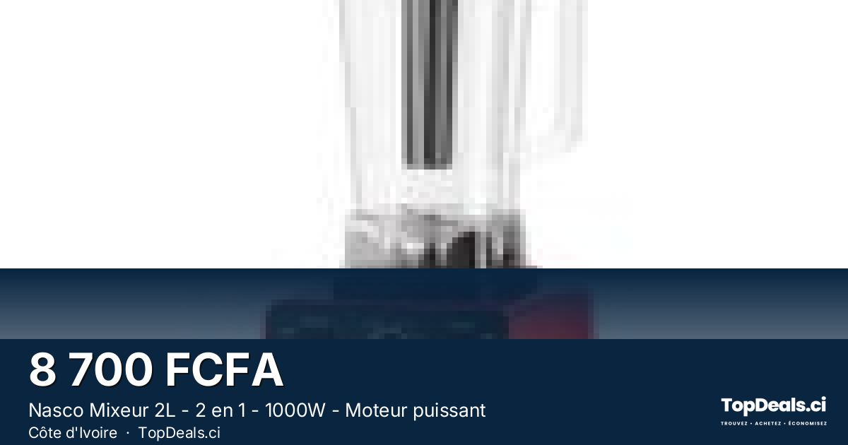 Aperçu du partage – Nasco Mixeur 2L - 2 en 1 - 1000W - Moteur puissant