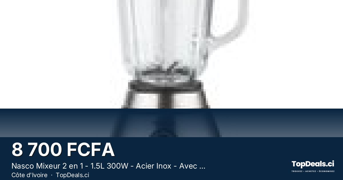 Aperçu du partage – Nasco Mixeur 2 en 1 - 1.5L 300W - Acier Inox - Avec Broyeur