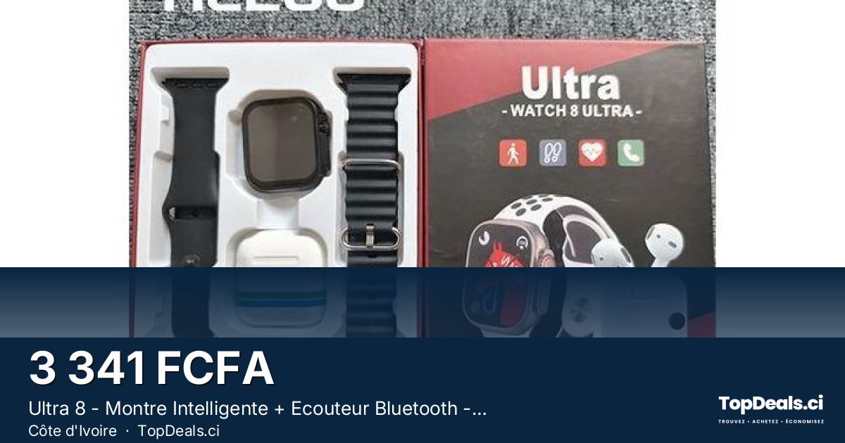 Aperçu du partage – Ultra 8 - Montre Intelligente + Ecouteur Bluetooth - Blanc / Noir