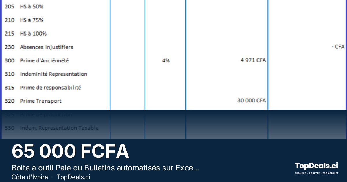 Aperçu du partage – Boite a outil Paie ou Bulletins automatisés sur Excel (ITS Côte d’Ivoire)
