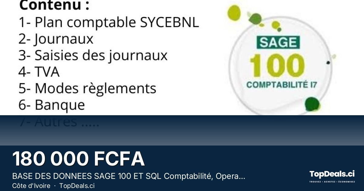 Aperçu du partage – BASE DES DONNEES SAGE 100 ET SQL Comptabilité, Operationnelle
