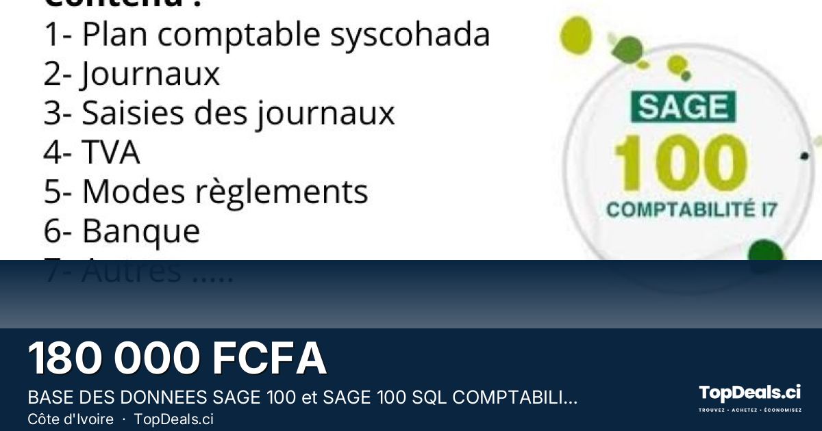Aperçu du partage – BASE DES DONNEES SAGE 100 et SAGE 100 SQL COMPTABILITE, OPERATIONNELLE