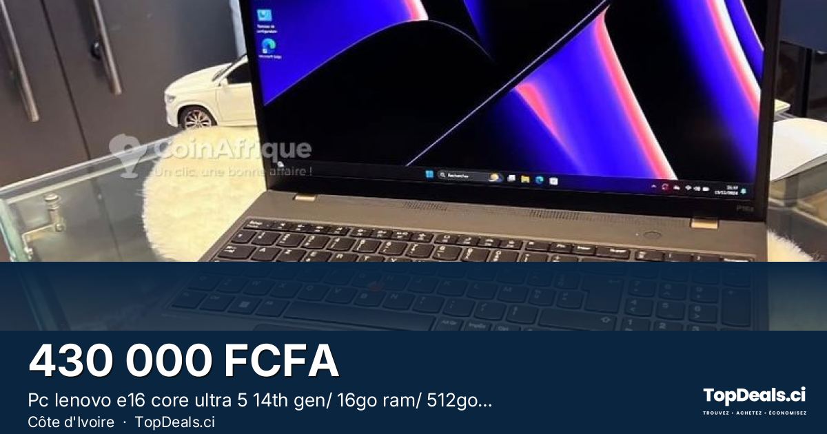Aperçu du partage – Pc lenovo e16 core ultra 5 14th gen/ 16go ram/ 512go ssd