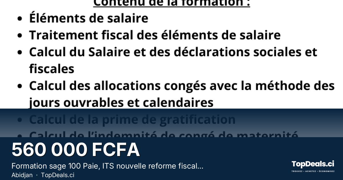 Aperçu du partage – Formation sage 100 Paie, ITS nouvelle reforme fiscale de 2024