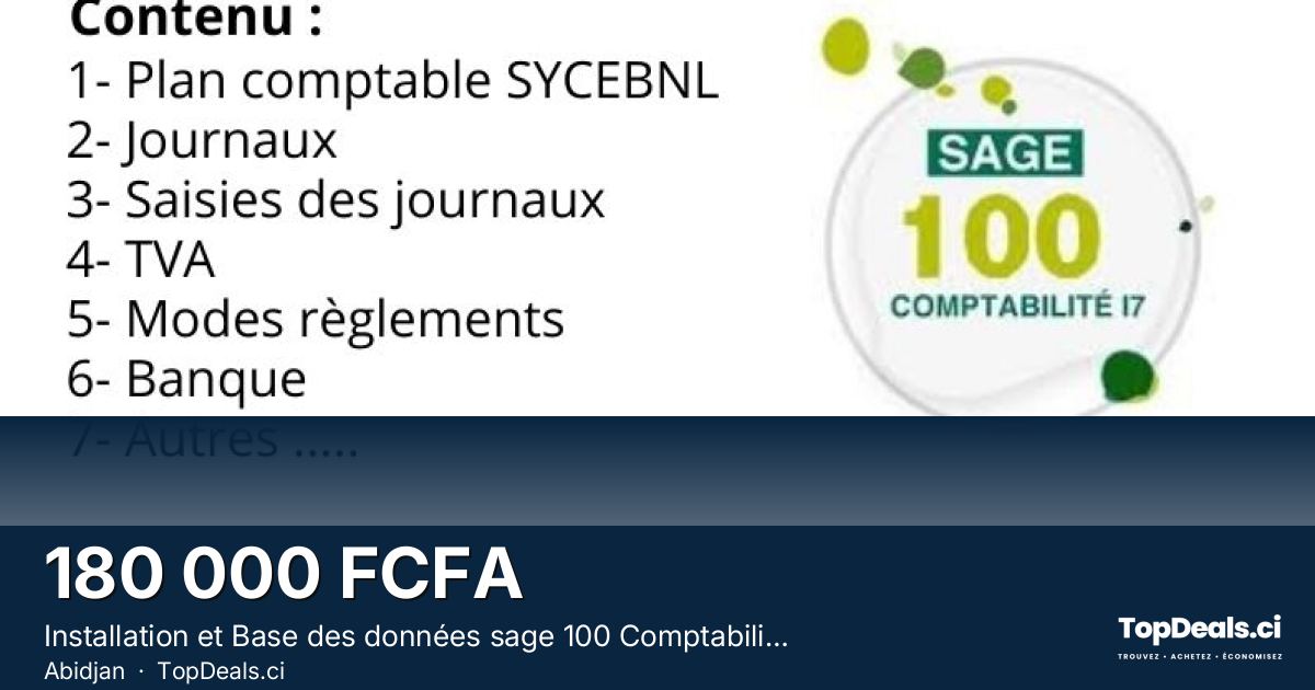 Aperçu du partage – Installation et Base des données sage 100 Comptabilité Operationnelle