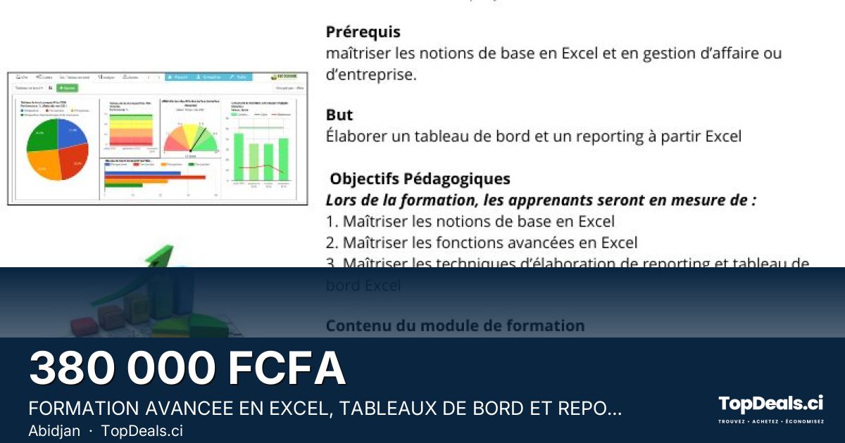 Aperçu du partage – FORMATION AVANCEE EN EXCEL, TABLEAUX DE BORD ET REPORTING
