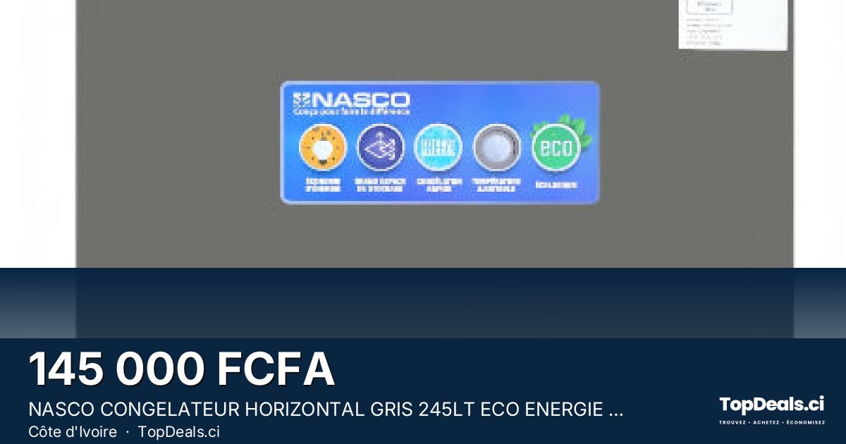 Aperçu du partage – NASCO CONGELATEUR HORIZONTAL GRIS 245LT ECO ENERGIE - NASCF-300-LM