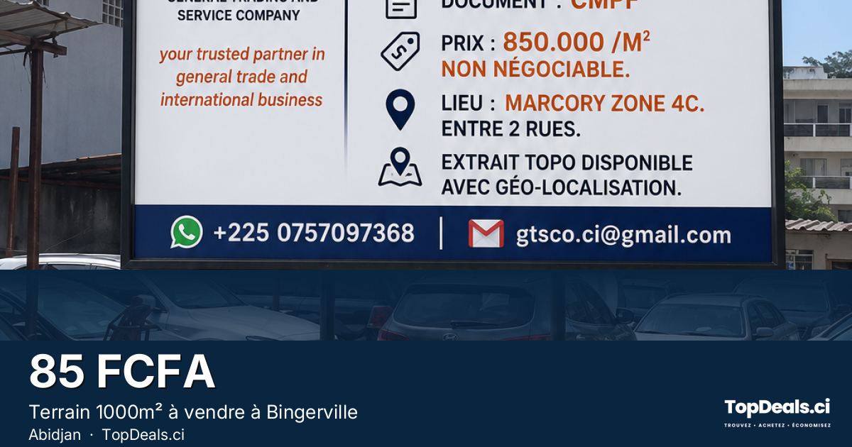 Aperçu du partage – Terrain 1000m² à vendre à Bingerville
