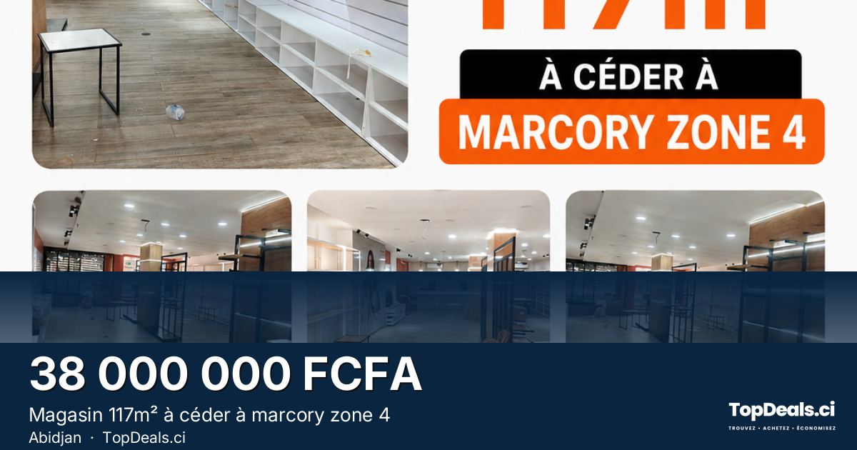 Aperçu du partage – Magasin 117m² à céder à marcory zone 4 