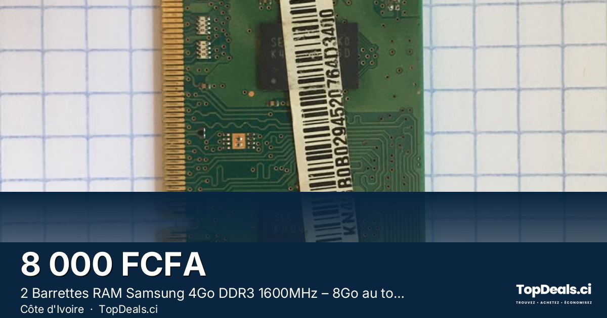Aperçu du partage – 2 Barrettes RAM Samsung 4Go DDR3 1600MHz – 8Go au total