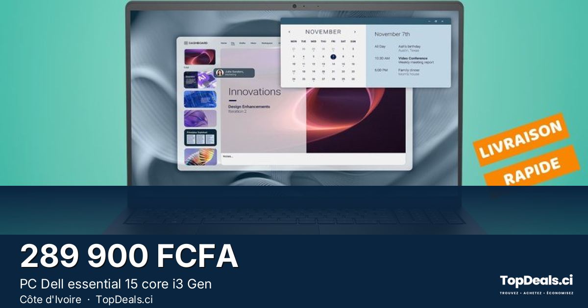 Aperçu du partage – PC Dell essential 15 core i3 Gen
