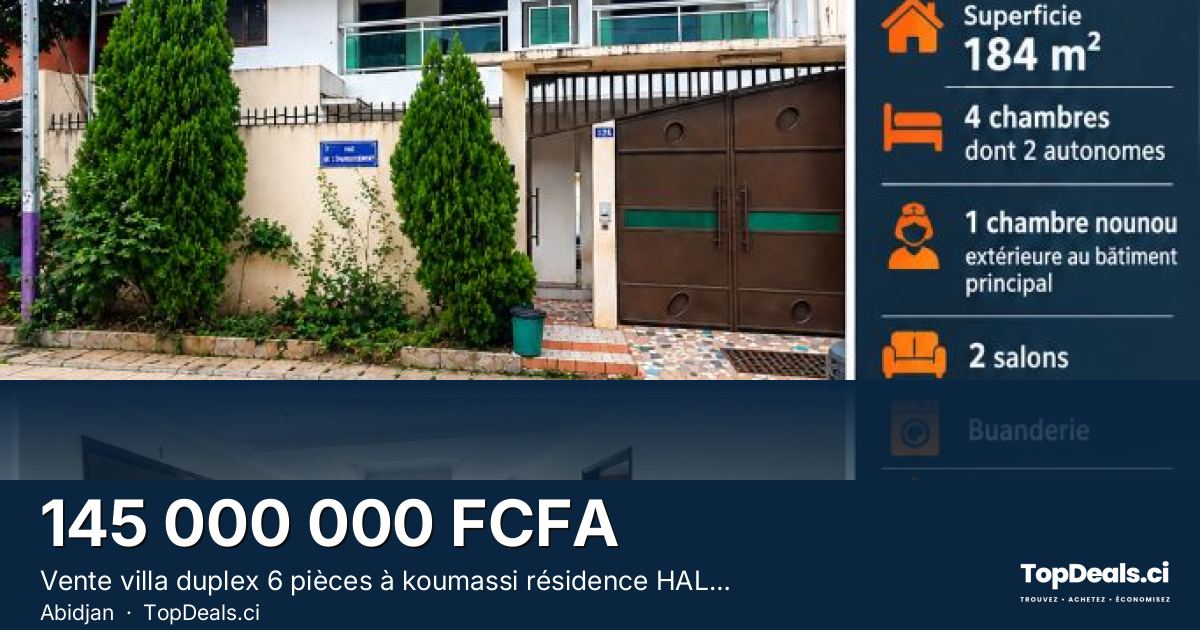 Aperçu du partage – Vente villa duplex 6 pièces à koumassi résidence HALAMA sur le VGE RÉS