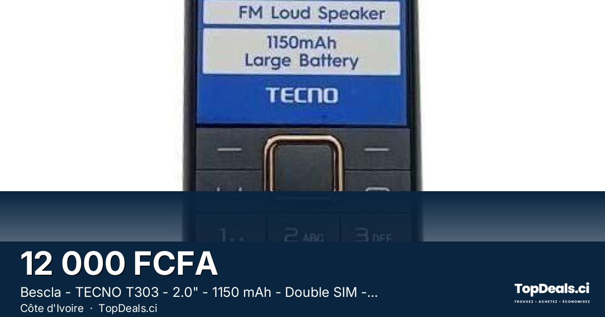 Aperçu du partage – Bescla - TECNO T303 - 2.0" - 1150 mAh - Double SIM - Bluetooth - Lampe torche - Petit Télépho