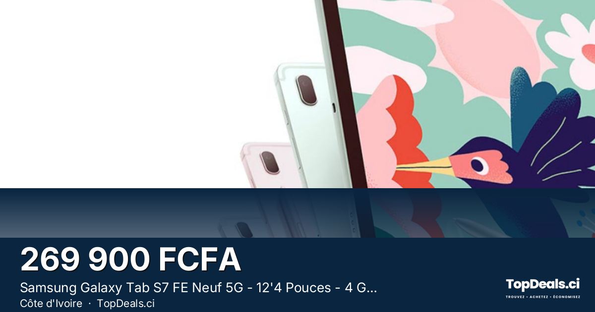 Aperçu du partage – Samsung Galaxy Tab S7 FE Neuf 5G - 12'4 Pouces - 4 GB - 64 GB - Avec Stylet