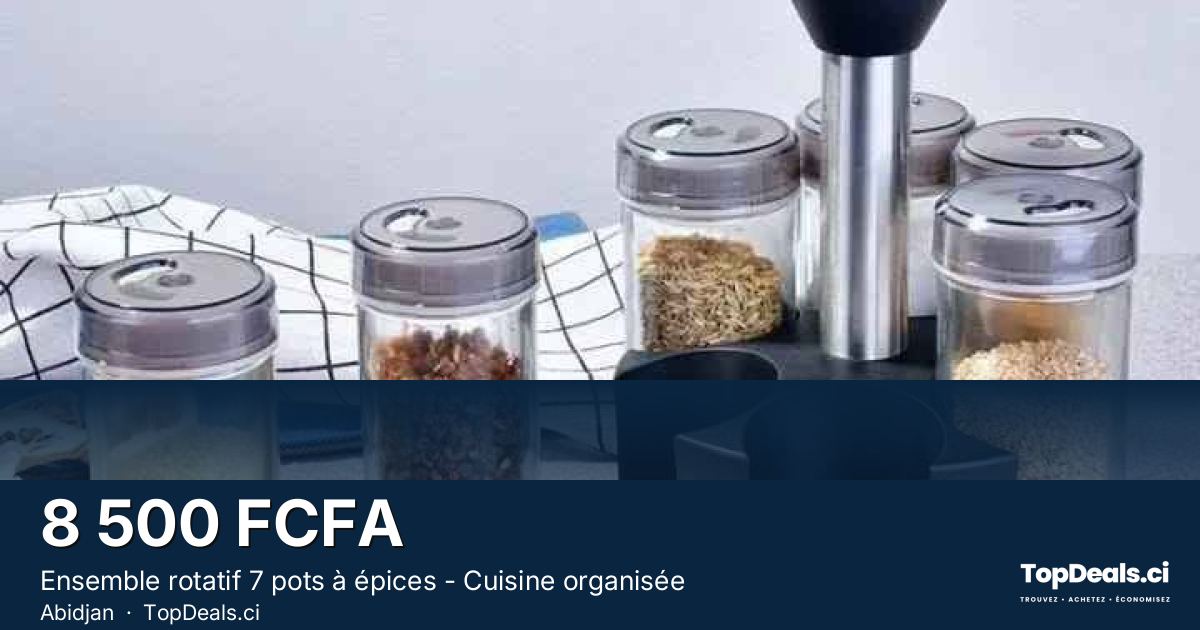 Aperçu du partage – Ensemble rotatif 7 pots à épices - Cuisine organisée