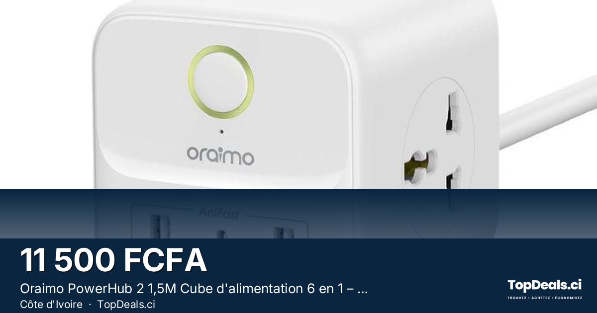 Aperçu du partage – Oraimo PowerHub 2 1,5M Cube d'alimentation 6 en 1 – Chargeur Rapide 20w – Très Bonne Quali
