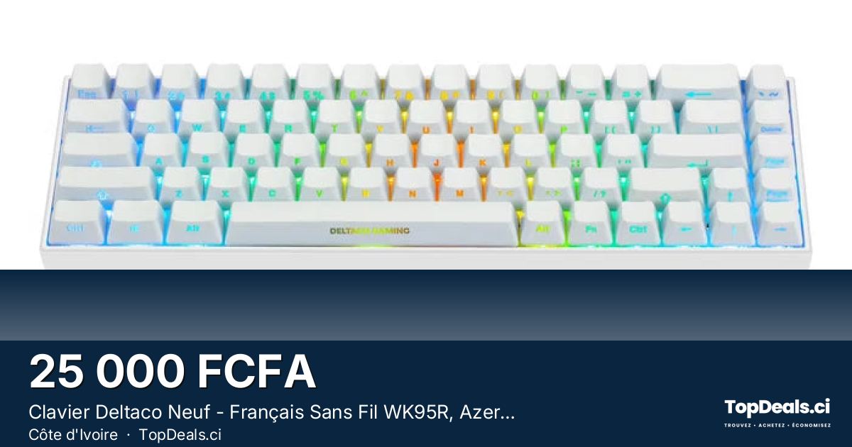 Aperçu du partage – Clavier Deltaco Neuf - Français Sans Fil WK95R, Azerty Rétroéclairé Gaming, Pour Ordinateur