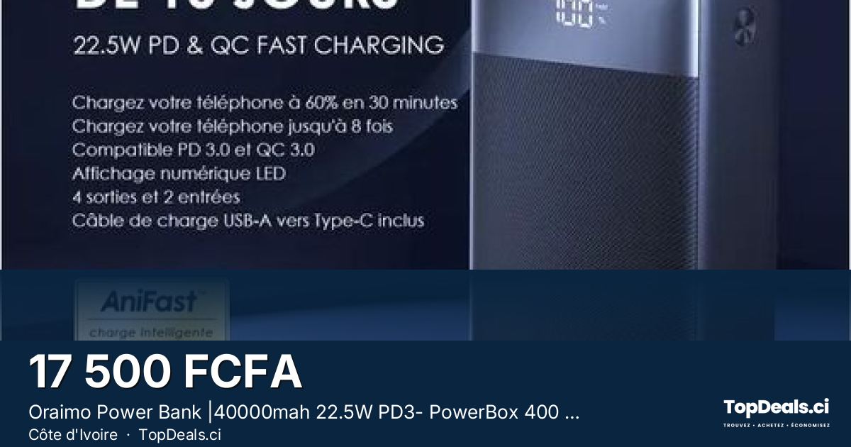 Aperçu du partage – Oraimo Power Bank |40000mah 22.5W PD3- PowerBox 400 Vision