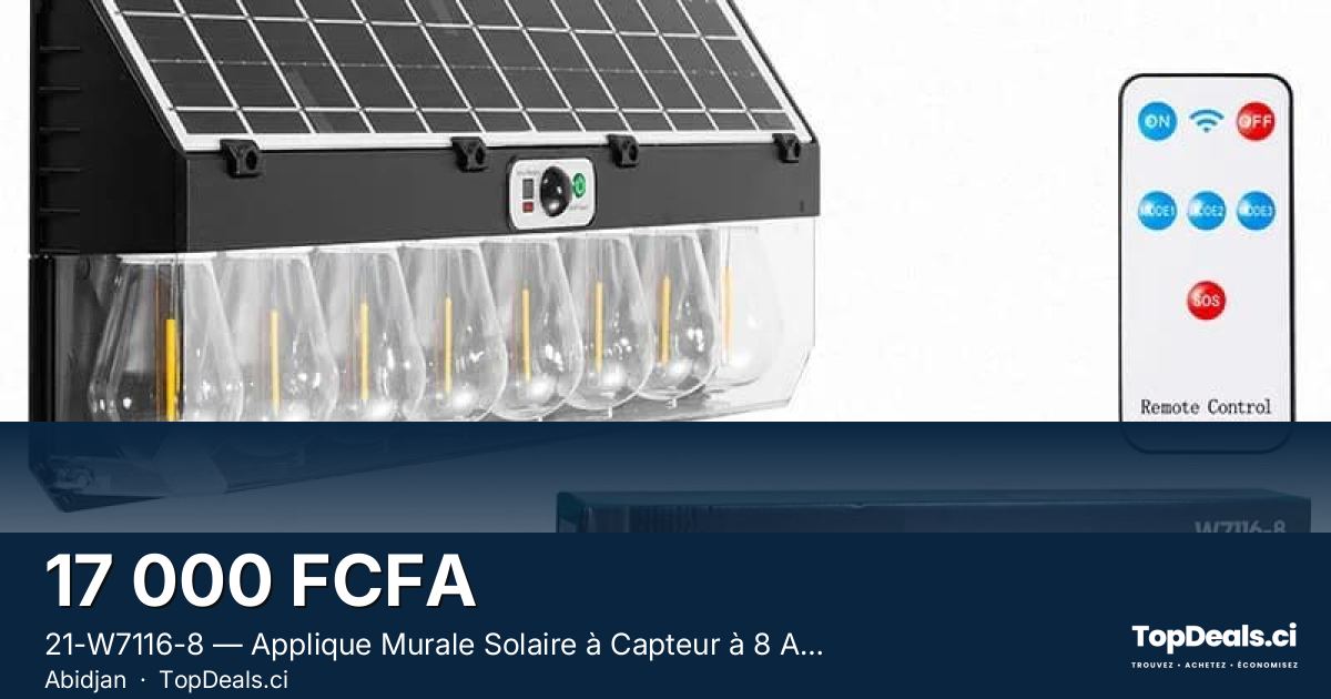 Aperçu du partage – 21-W7116-8 — Applique Murale Solaire à Capteur à 8 Ampoules
