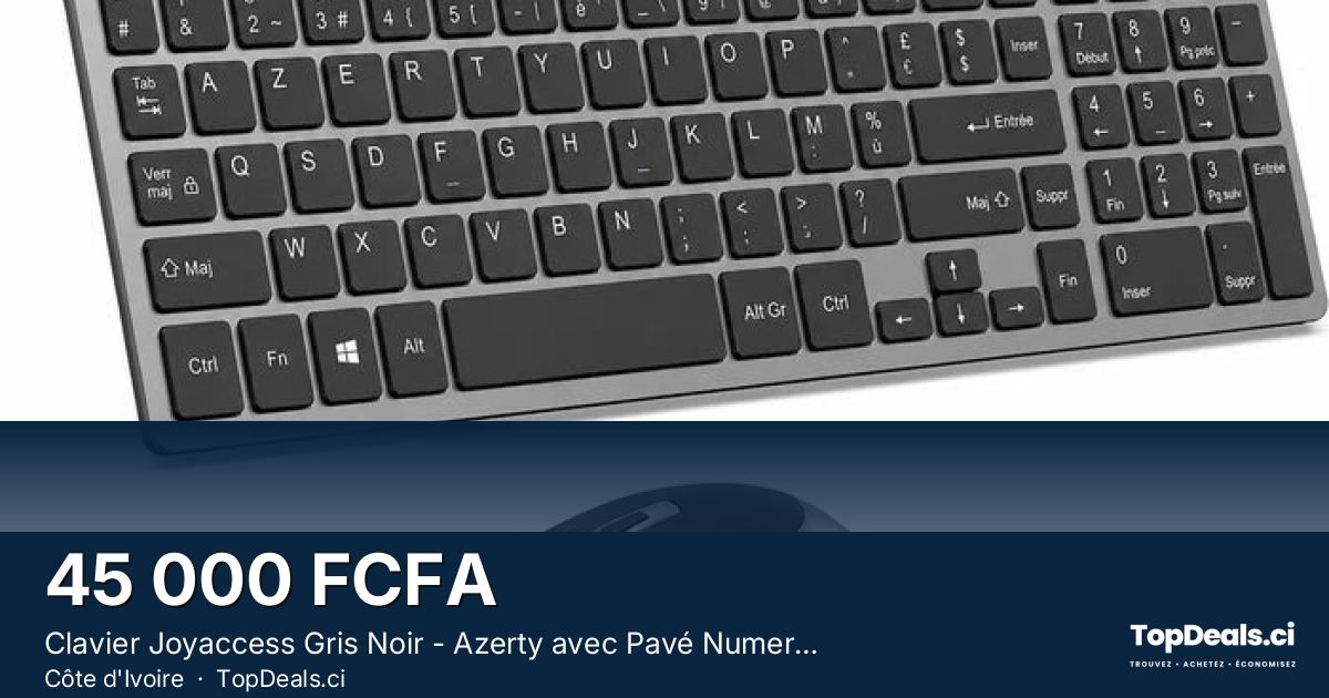 Aperçu du partage – Clavier Joyaccess Gris Noir - Azerty avec Pavé Numerique Sans Fil plus Souris Pour Ordinateur,