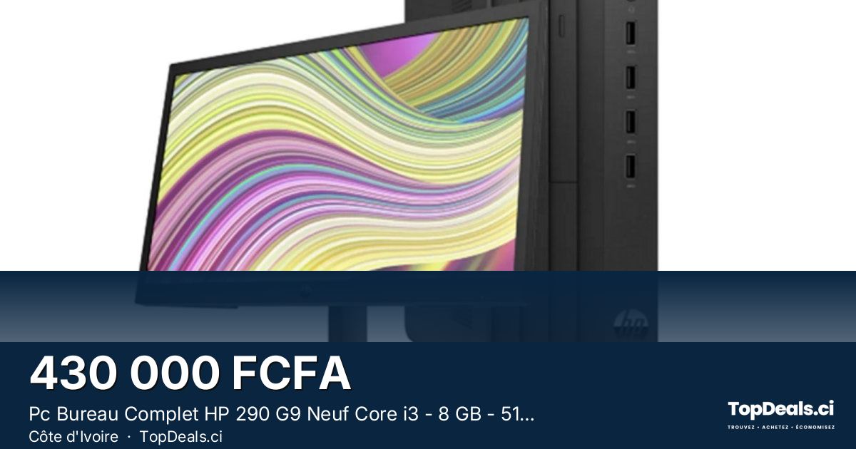 Aperçu du partage – Pc Bureau Complet HP 290 G9 Neuf Core i3 - 8 GB - 512 GB Ssd -