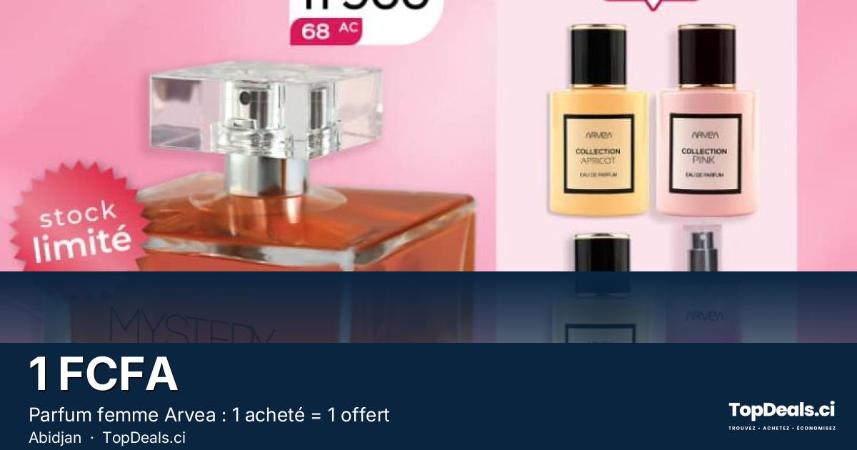 Aperçu du partage – Parfum femme Arvea : 1 acheté = 1 offert