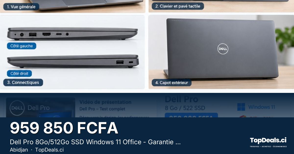 Aperçu du partage – Dell Pro 8Go/512Go SSD Windows 11 Office - Garantie 6 mois