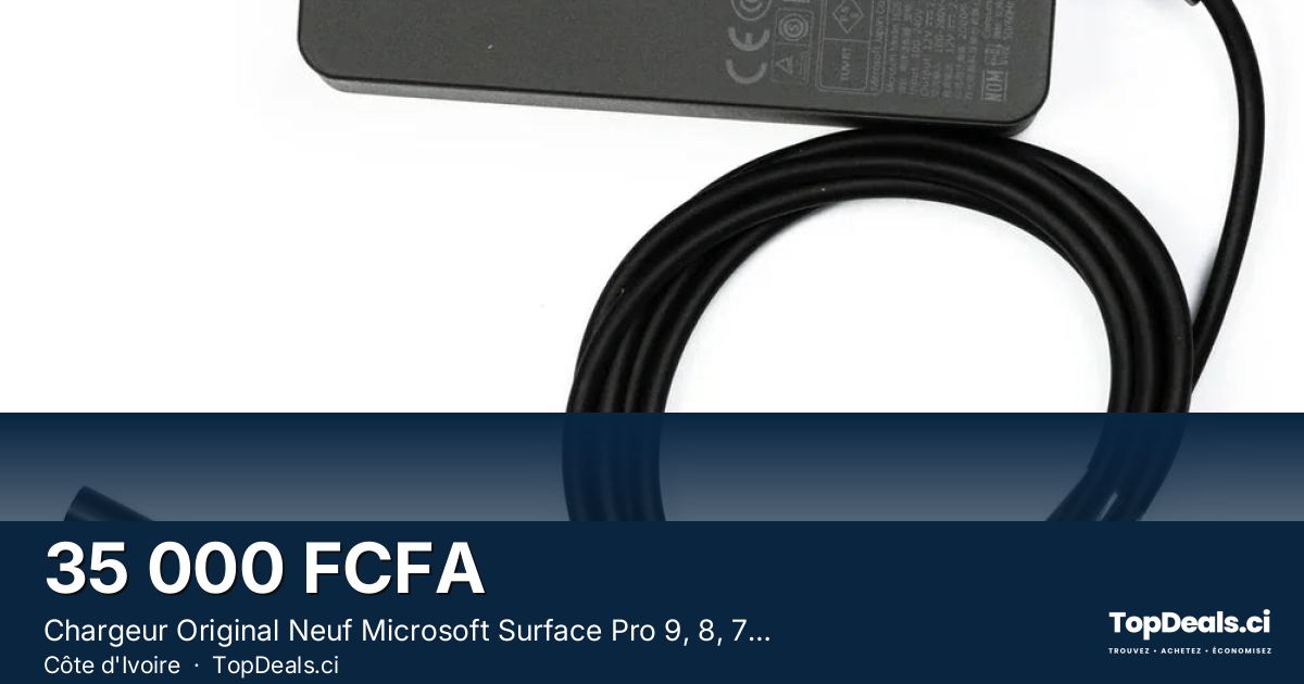 Aperçu du partage – Chargeur Original Neuf Microsoft Surface Pro 9, 8, 7, 6, 5, 4, 3, X, Surface Laptop, Surface Bo