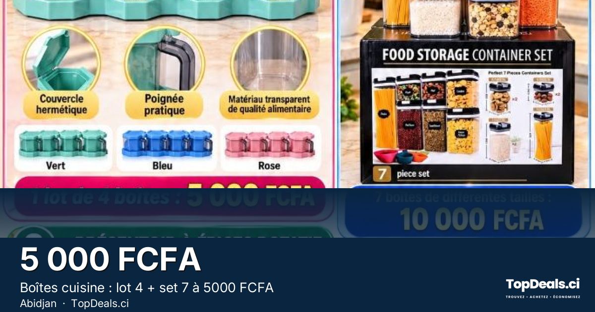 Aperçu du partage – Boîtes cuisine : lot 4 + set 7 à 5000 FCFA
