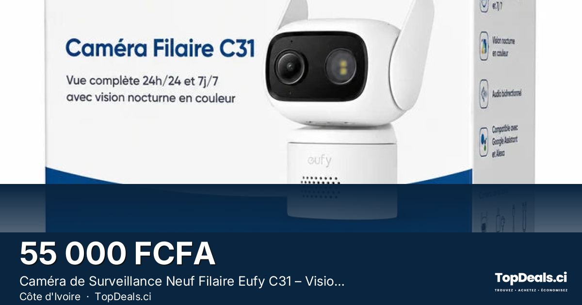 Aperçu du partage – Caméra de Surveillance Neuf Filaire Eufy C31 – Vision Nocturne Couleur 24/7, Suivi IA 360°,