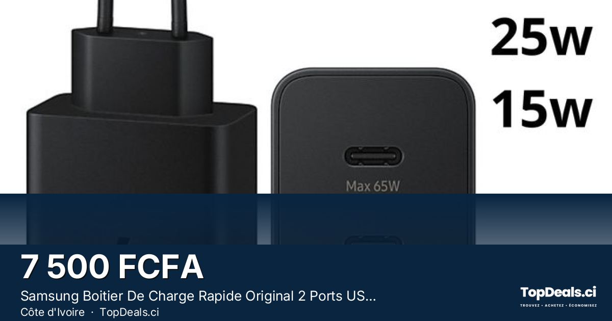 Aperçu du partage – Samsung Boitier De Charge Rapide Original 2 Ports USB-C, Port USB-A- 65w,25w,15w Noir Sans Câb