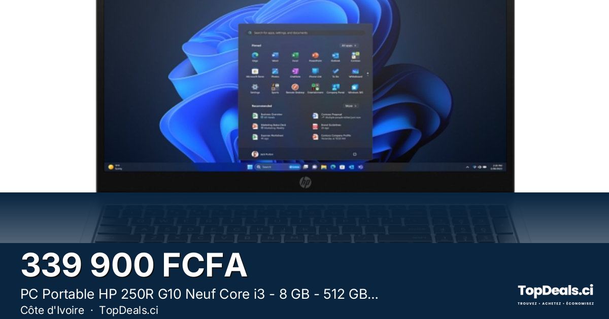 Aperçu du partage – PC Portable HP 250R G10 Neuf Core i3 - 8 GB - 512 GB - 14ᵉ génération